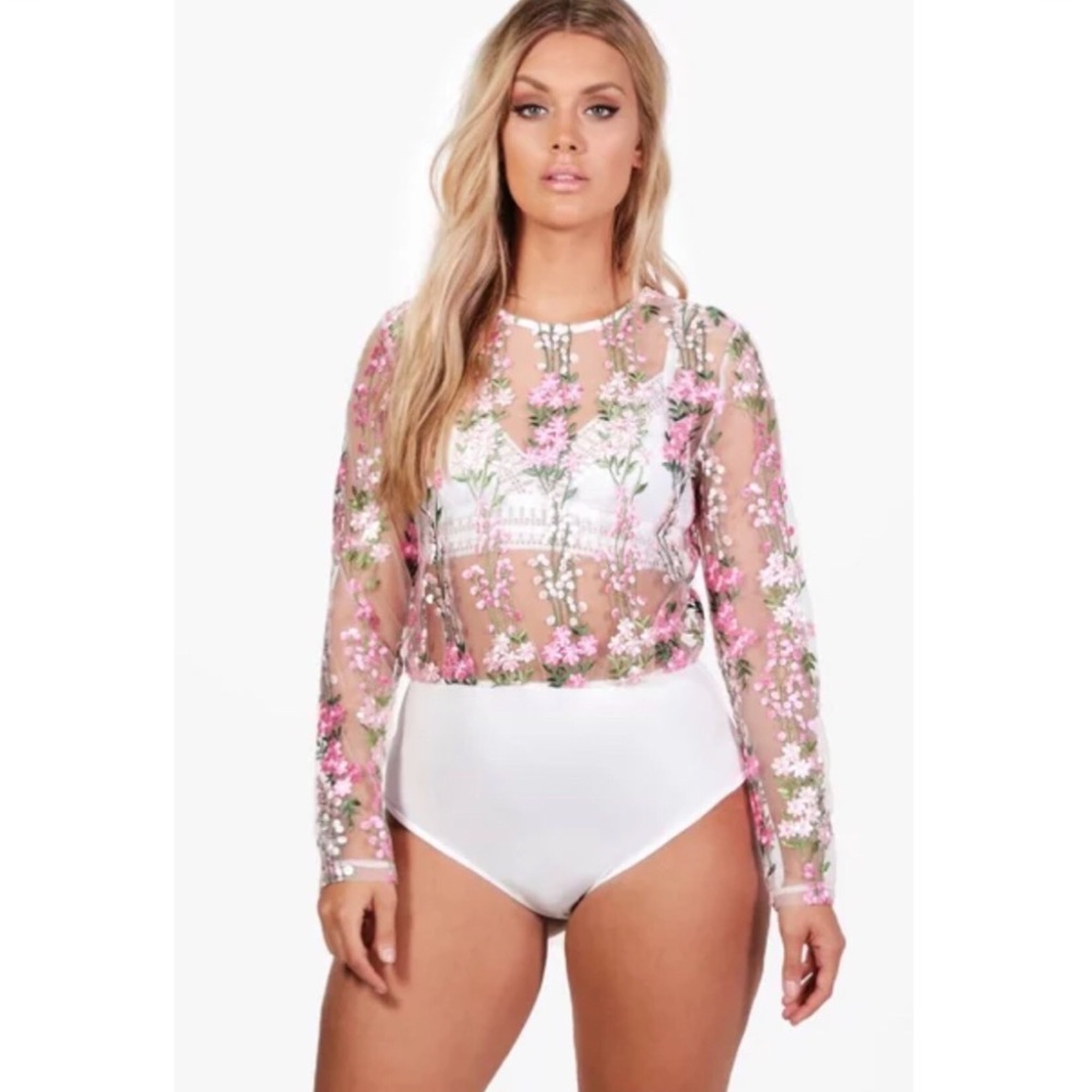 Floral Mesh Boohoo Bodysuit
